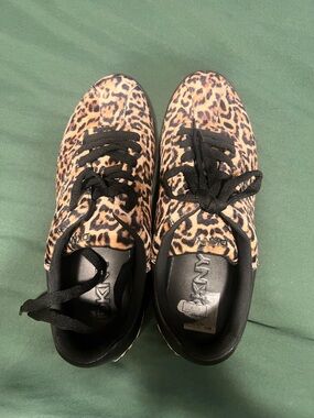 DKNY Leopard-Print Lace-Up Sneakers - Brown & Black